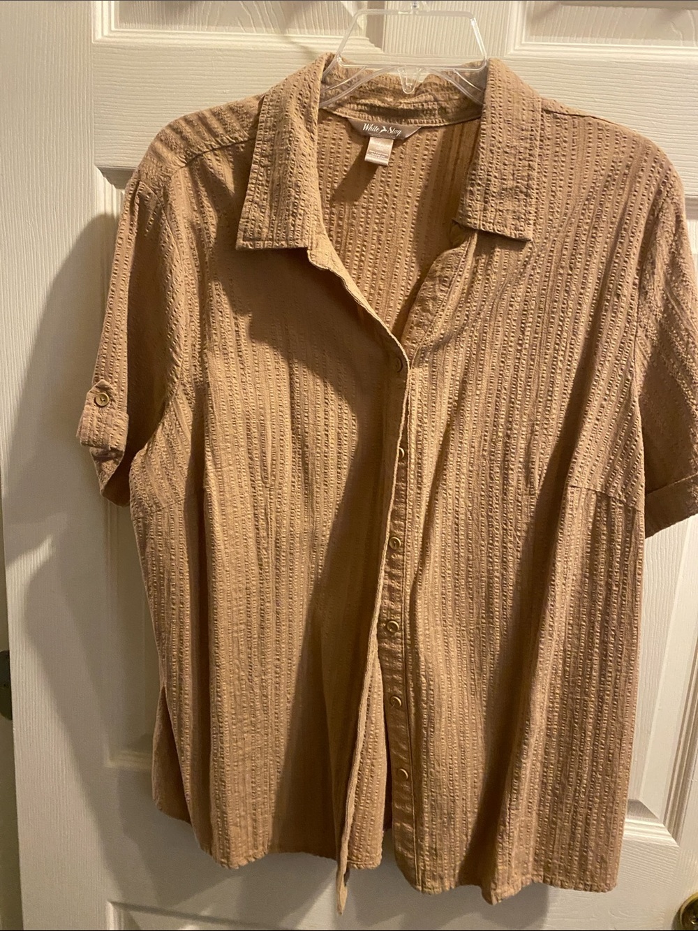 White Stag Tan Textured Short Sleeve Button-Down Shirt